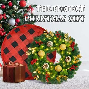 Pre-Lit 18″ Artificial Christmas Wreath with 40 LED Lights