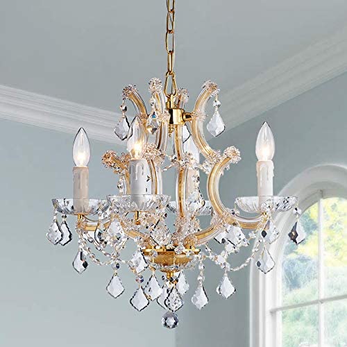 Saint Mossi 4 Light Crystal “Maria Theresa” Gold Chandelier Light Fixture