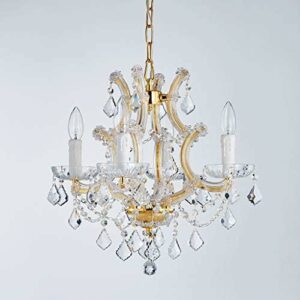 Saint Mossi 4 Light Crystal “Maria Theresa” Gold Chandelier Light Fixture
