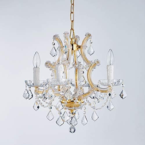 Saint Mossi 4 Light Crystal “Maria Theresa” Gold Chandelier Light Fixture