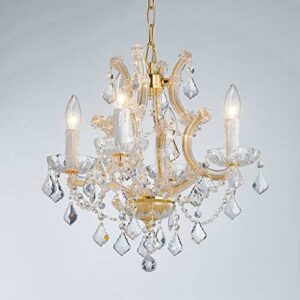 Saint Mossi 4 Light Crystal “Maria Theresa” Gold Chandelier Light Fixture