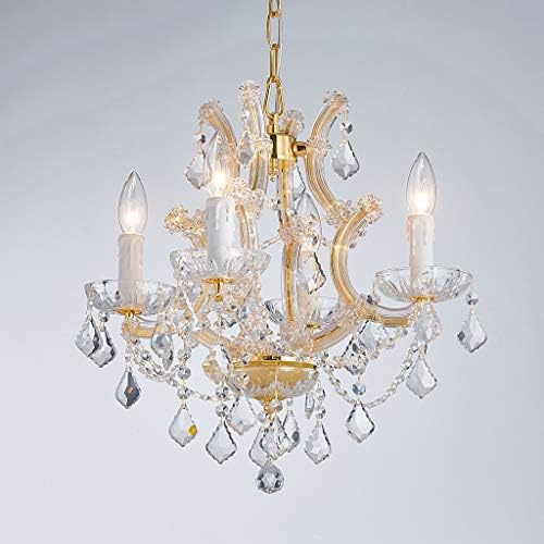Saint Mossi 4 Light Crystal “Maria Theresa” Gold Chandelier Light Fixture