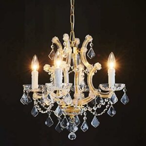 Saint Mossi 4 Light Crystal “Maria Theresa” Gold Chandelier Light Fixture