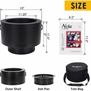 STBoo 15″ x 11″ Smokeless Fire Pit with Portable Carrying Storage Bag
