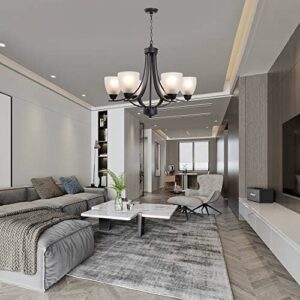 VINLUZ Contemporary 6 Light Modern Chandelier