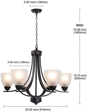 VINLUZ Contemporary 6 Light Modern Chandelier