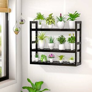 Bathroom Bamboo Shelf Organizer – 3 Tier Storage Shelf with Adjustable Wall Mounted Shelf Rack – Black