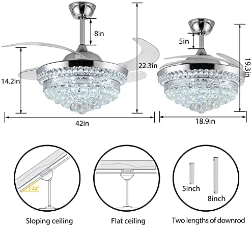 Invisible Ceiling Fan Chandelier with Light
