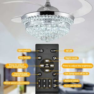 Invisible Ceiling Fan Chandelier with Light
