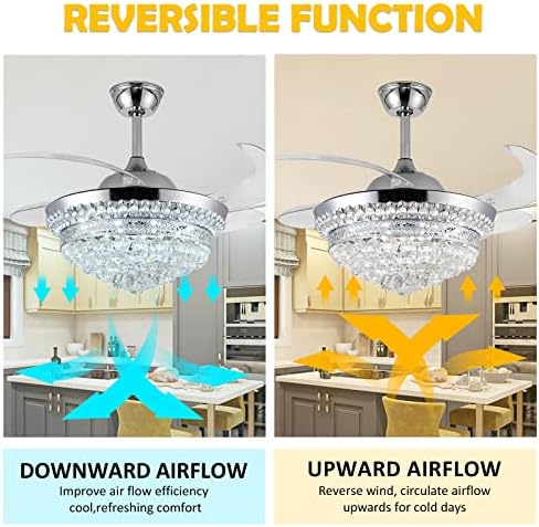 Invisible Ceiling Fan Chandelier with Light