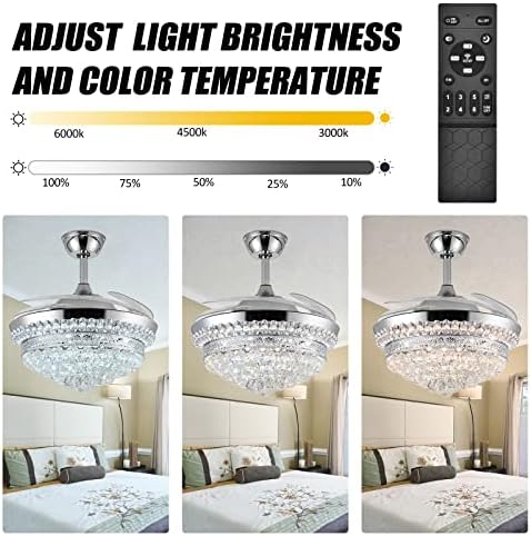 Invisible Ceiling Fan Chandelier with Light