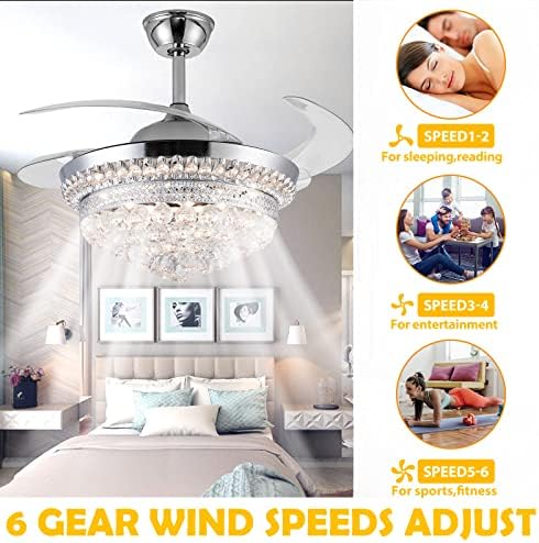 Invisible Ceiling Fan Chandelier with Light
