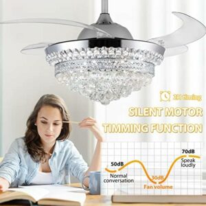 Invisible Ceiling Fan Chandelier with Light