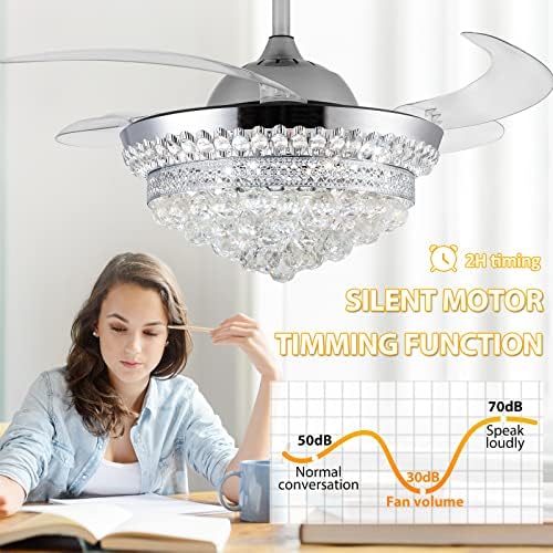 Invisible Ceiling Fan Chandelier with Light