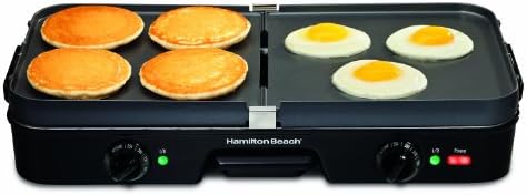 Hamilton Beach 3-in-1 Electric Indoor Grill + Griddle – Two Cooking Zones (38546) Black
