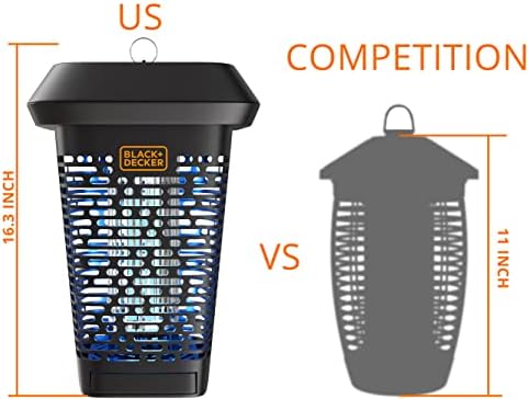 BLACK+DECKER Bug Zapper – Electric UV Insect Catcher & Killer for Flies, Mosquitoes, Gnats