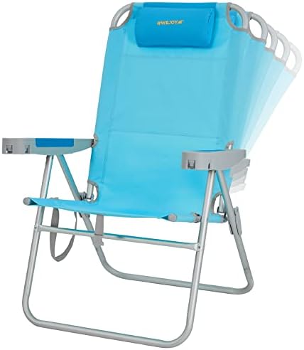 WEJOY Oversized Beach Chair with 5 Adjustable Reclining Settings and Phone Cup Holder