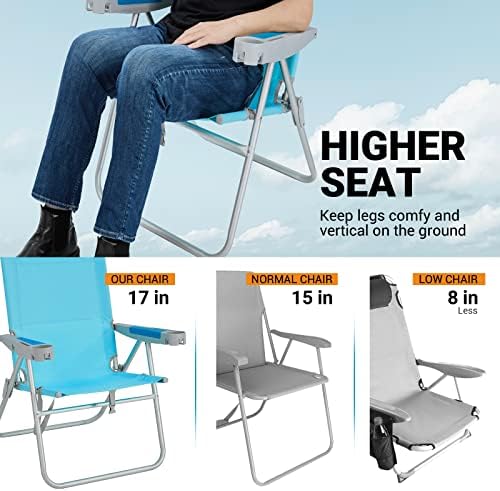 WEJOY Oversized Beach Chair with 5 Adjustable Reclining Settings and Phone Cup Holder
