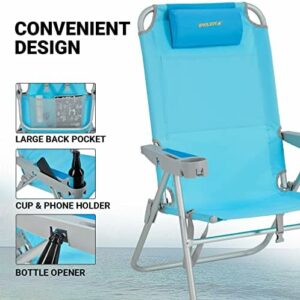 WEJOY Oversized Beach Chair with 5 Adjustable Reclining Settings and Phone Cup Holder