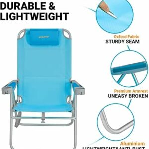 WEJOY Oversized Beach Chair with 5 Adjustable Reclining Settings and Phone Cup Holder