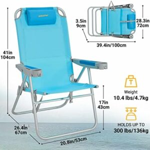 WEJOY Oversized Beach Chair with 5 Adjustable Reclining Settings and Phone Cup Holder