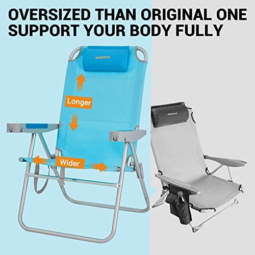 WEJOY Oversized Beach Chair with 5 Adjustable Reclining Settings and Phone Cup Holder