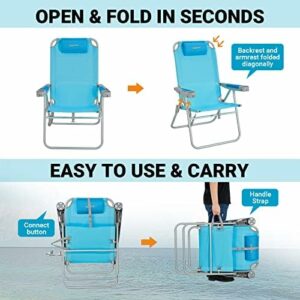 WEJOY Oversized Beach Chair with 5 Adjustable Reclining Settings and Phone Cup Holder