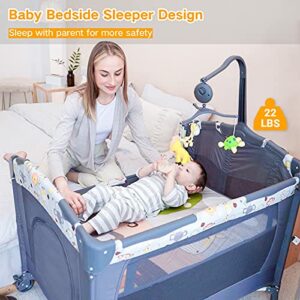 Bassinet 5-in-1 Baby Bedside Sleeper with Toys & Music Box