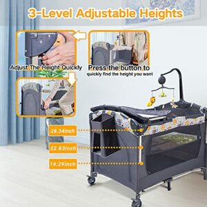 Bassinet 5-in-1 Baby Bedside Sleeper with Toys & Music Box