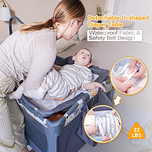 Bassinet 5-in-1 Baby Bedside Sleeper with Toys & Music Box