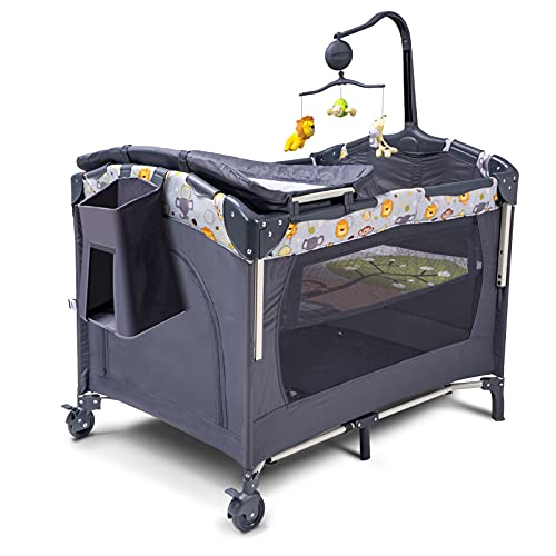 Bassinet 5-in-1 Baby Bedside Sleeper with Toys & Music Box