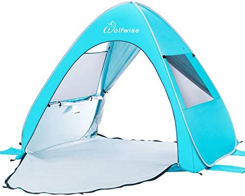 WolfWise UPF 50+ Easy Pop Up Beach Tent Sun Shelter Cabana