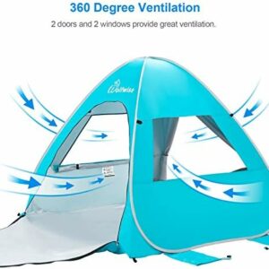 WolfWise UPF 50+ Easy Pop Up Beach Tent Sun Shelter Cabana