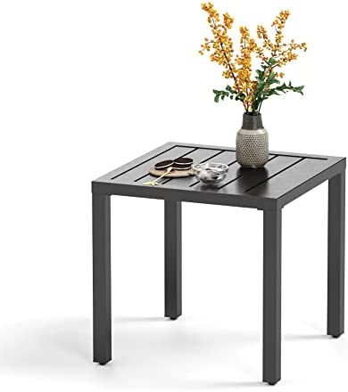 PHI VILLA Indoor Outdoor Small Metal Square Side/End Table