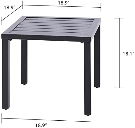 PHI VILLA Indoor Outdoor Small Metal Square Side/End Table