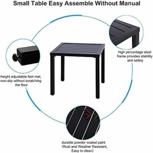 PHI VILLA Indoor Outdoor Small Metal Square Side/End Table