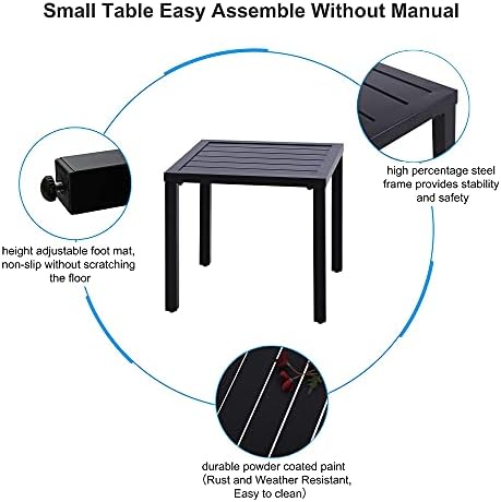 PHI VILLA Indoor Outdoor Small Metal Square Side/End Table
