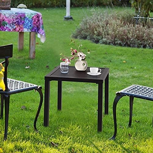 PHI VILLA Indoor Outdoor Small Metal Square Side/End Table