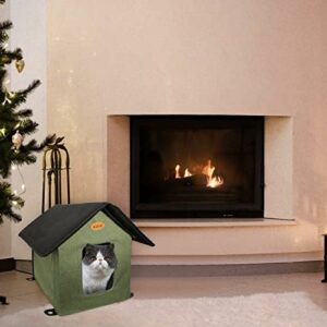 Outdoor Heated Cat Shelter with Removable Heating Pad