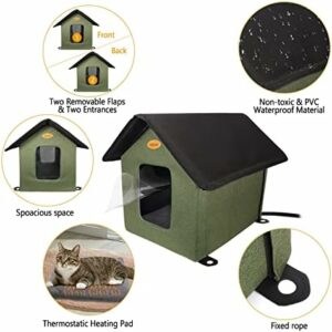 Outdoor Heated Cat Shelter with Removable Heating Pad