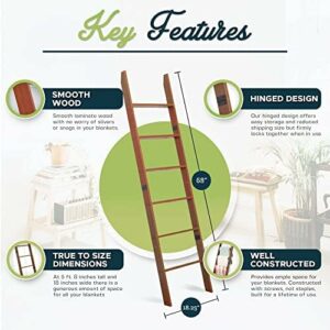 Laminate Wood Farmhouse 6-Foot Wall Leaning Blanket Ladder (Brown) Laminate Wood Farmhouse 6-Foot Wall Leaning Blanket Ladder (Brown)