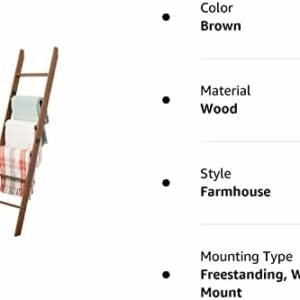 Laminate Wood Farmhouse 6-Foot Wall Leaning Blanket Ladder (Brown) Laminate Wood Farmhouse 6-Foot Wall Leaning Blanket Ladder (Brown)