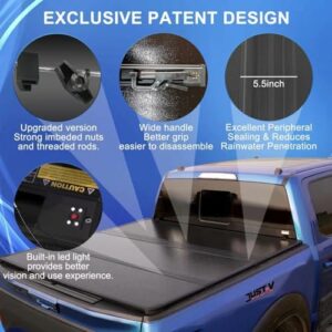 JUST-V Hard Tri-Fold Truck Bed Tonneau Cover Replacement for 2015-2023 Ford F150 5.5′ Bed – Black