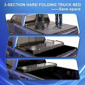 JUST-V Hard Tri-Fold Truck Bed Tonneau Cover Replacement for 2015-2023 Ford F150 5.5′ Bed – Black