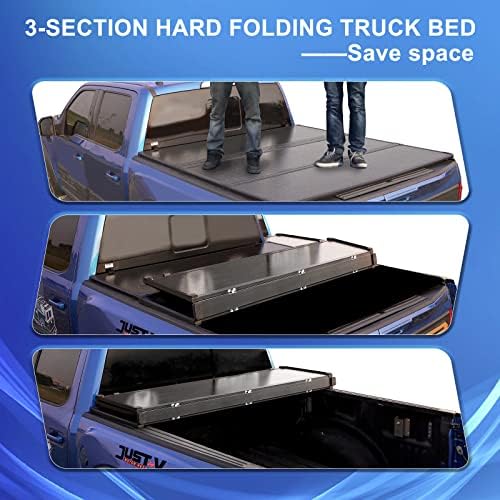 JUST-V Hard Tri-Fold Truck Bed Tonneau Cover Replacement for 2015-2023 Ford F150 5.5′ Bed – Black