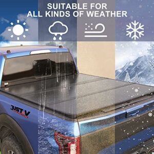 JUST-V Hard Tri-Fold Truck Bed Tonneau Cover Replacement for 2015-2023 Ford F150 5.5′ Bed – Black