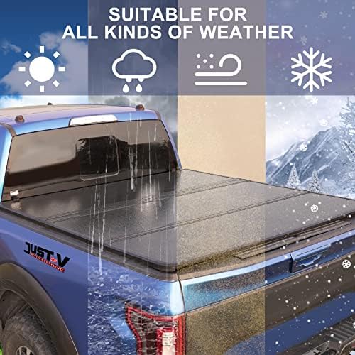 JUST-V Hard Tri-Fold Truck Bed Tonneau Cover Replacement for 2015-2023 Ford F150 5.5′ Bed – Black