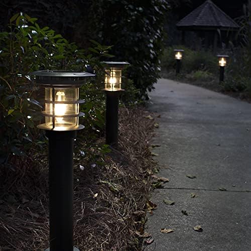 Gama Sonic Solar Pathway Light – Stainless Steel Bollard LED Lamp – Waterproof Outdoor Landscape Lights (GS-214)