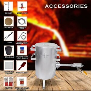 6KG Propane Smelting Furnace Kit – Tongs & Gloves – Ingot Mold for Gold Silver Copper Brass Bronze Aluminum Metal Casting