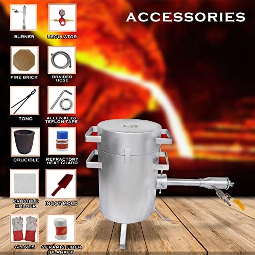 6KG Propane Smelting Furnace Kit – Tongs & Gloves – Ingot Mold for Gold Silver Copper Brass Bronze Aluminum Metal Casting